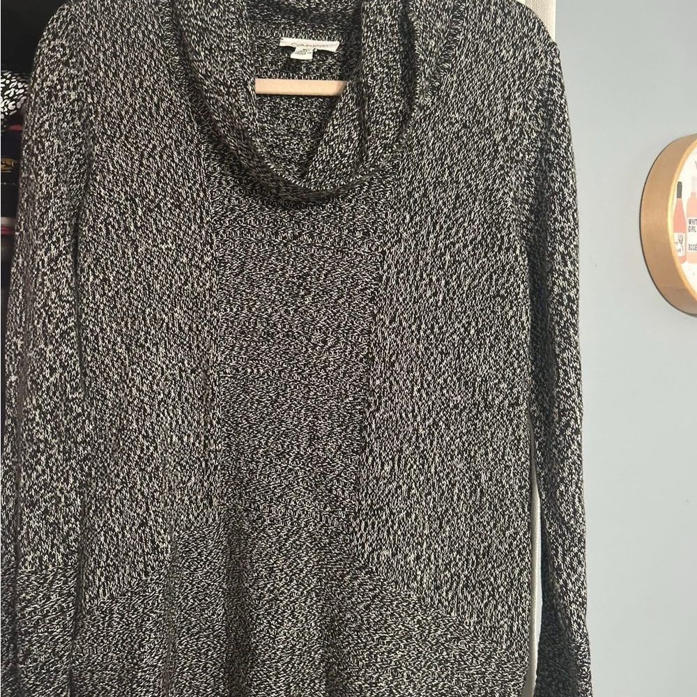 Calvin Klein Black and White Cowl Neck Sweater